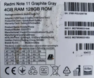 Xiaomi Redmi Note 11 128GB.