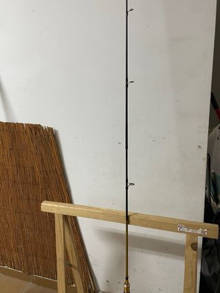 Caña de pescar de casting negra y dorada de 2,10 m