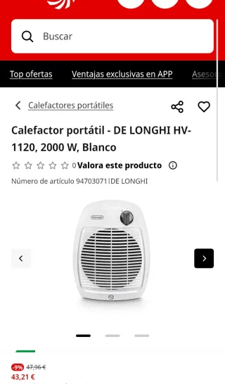CALEFACTOR DELONGUI NUEVO 2000W