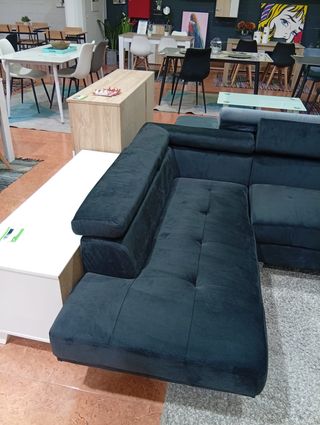 Sofá Rinconera Negro Terciopelo