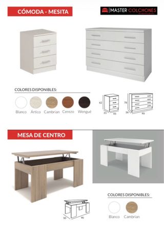 Cómoda Mesita y Mesa Centro Madera