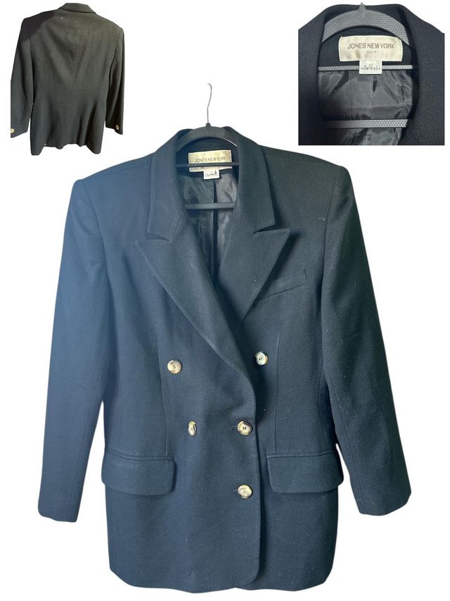 Blazer Jones New York Negro Doble Botonadura