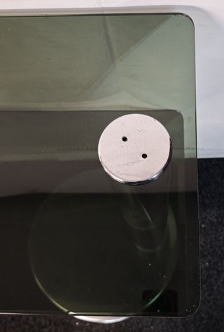 Console cristallo fumè design anni '70 2 ripiani