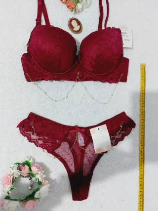 Conjunto Lencería Encaje Borgoña 85B