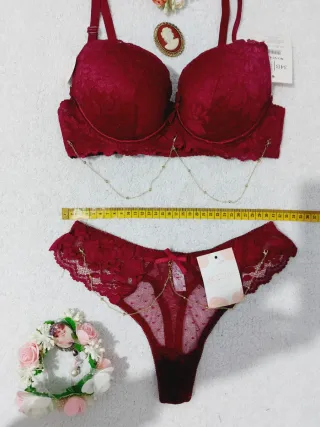 Conjunto Lencería Encaje Borgoña 85B