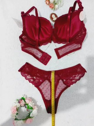 Conjunto Lencería Encaje Borgoña 85B