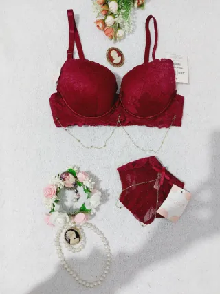 Conjunto Lencería Encaje Borgoña 85B