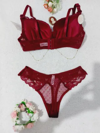 Conjunto Lencería Encaje Borgoña 85B