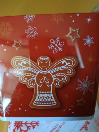 Biscottiera e tovaglia natalizia nuove