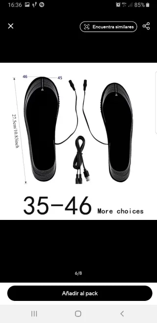 Plantillas calefactables para zapatos