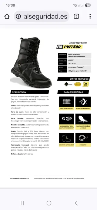 Botas de Seguridad FAL Gore-Tex Negras