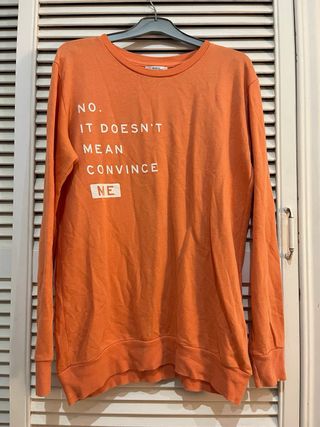 Sudadera Sueter Shana Naranja Letras Talla M nueva