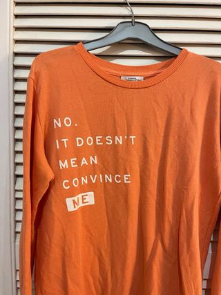Sudadera Sueter Shana Naranja Letras Talla M nueva