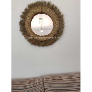 Espejo redondo de esparto natural modelo Pérez