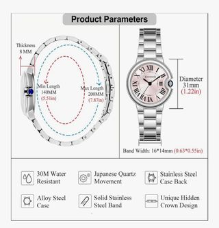 Reloj KNISKRED Clásico Mujer Rosa/Plata