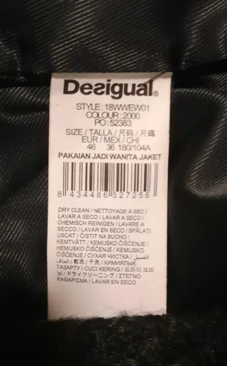 Abrigo Desigual Negro/Gris Talla 46