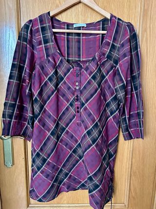 Blusón cuadros marrón-morado talla L