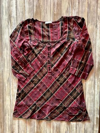 Blusón cuadros marrón-morado talla L