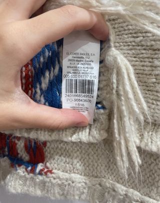 Poncho estilo Hippie Beige Multicolor