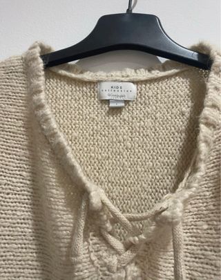 Poncho estilo Hippie Beige Multicolor