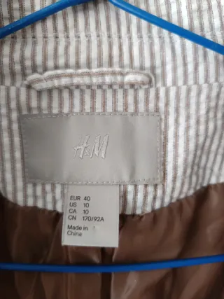 Chaquetilla H&M Rayas Beige/Gris Talla 38
