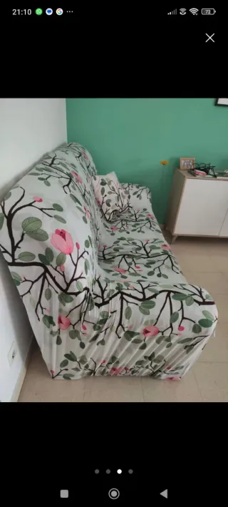Sofá con funda de tela Flores Verdes y Rosas