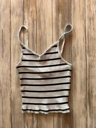 Top corto de rayas gris y negro Talla XXS