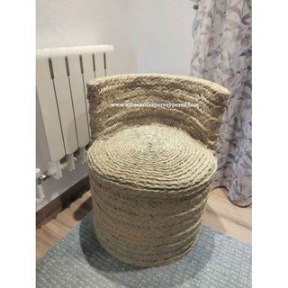 Sillón redondo de esparto natural en punto capacho