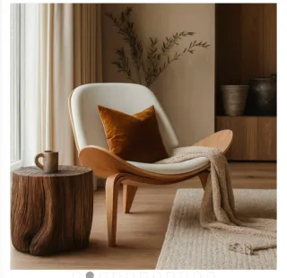 Poltrone scandinave in legno e tessuto