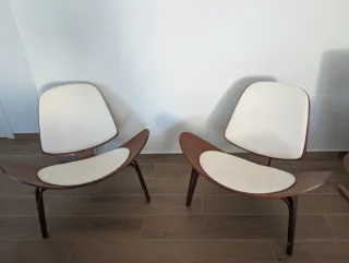 Poltrone scandinave in legno e tessuto