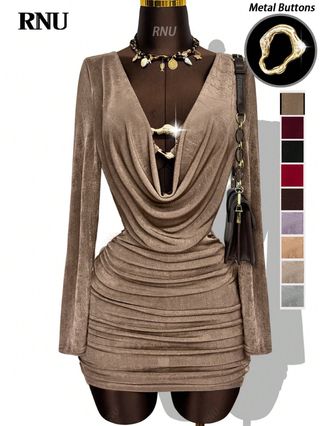 Vestido RNU Marrón Dorado Talla Única