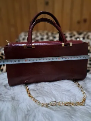 Bolso Zara ,Burdeos,Acharolado Cadena Dorada
