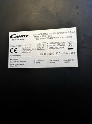 Placa Inducción Candy 3 fuegos