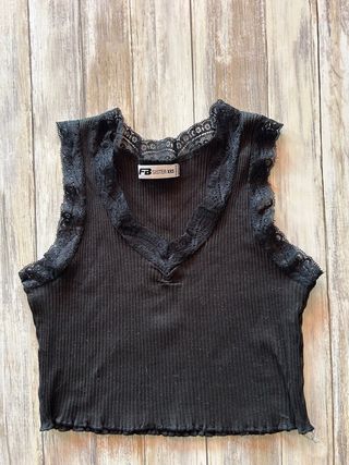 Top corto Fb Sister encaje negro XXS