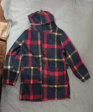 Chaqueta de cuadros con capucha