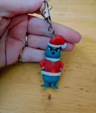 Portachiavi Grinch con cappello natalizio