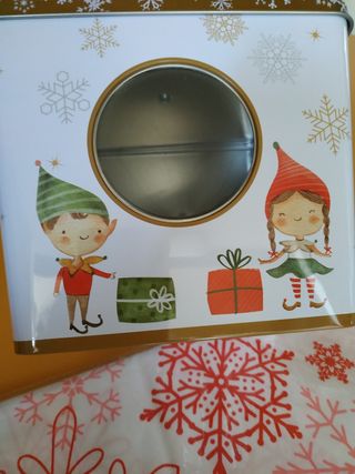 Biscottiera e tovaglia natalizia nuove