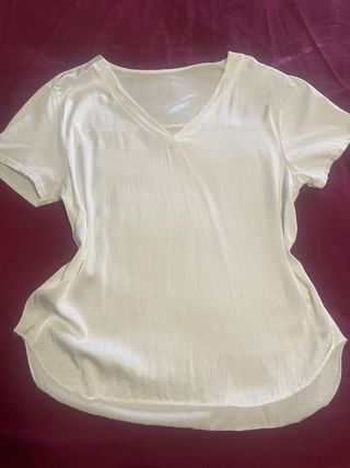 Camiseta blanca algodón y raso