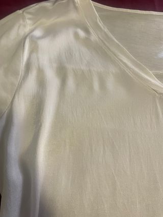 Camiseta blanca algodón y raso