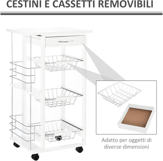 Carrello Isola da Cucina Salvaspazio in Legno di P