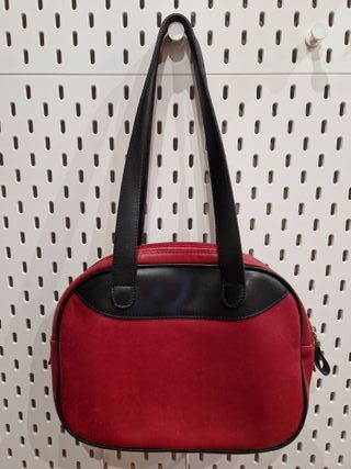 Bolso de piel rojo y negro vintage