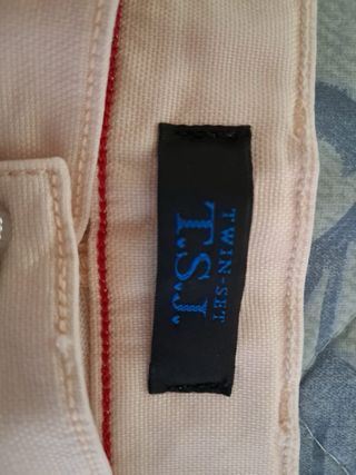 Pantaloni donna beige/rosa con decorazioni