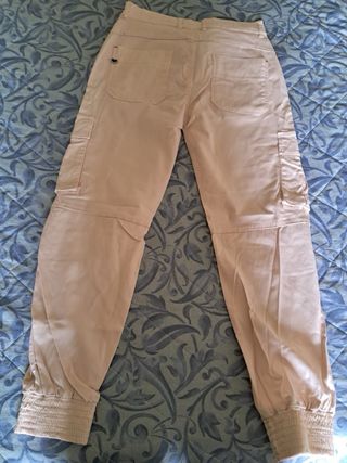 Pantaloni donna beige/rosa con decorazioni