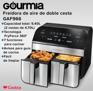 Freidora de aire doble Gourmia.  Dos usos.