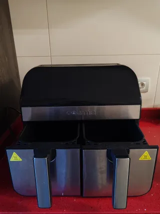 Freidora de aire doble Gourmia.  Dos usos.
