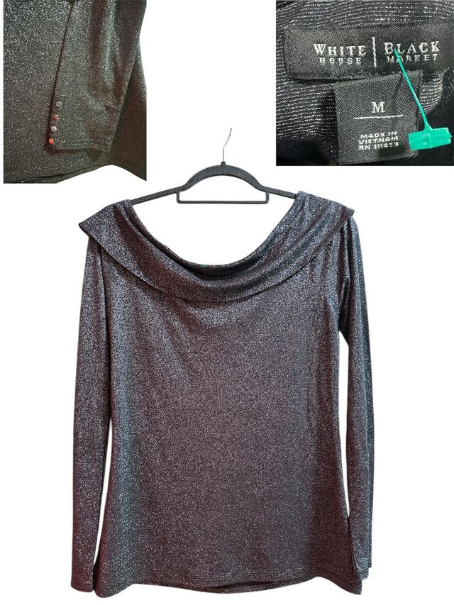 Blusa White House Black Market M brillante