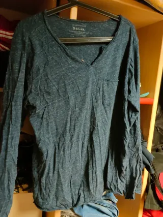 Camiseta Manga Larga Salsa Azul, para Hombre.