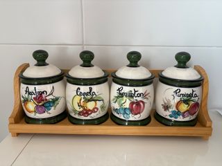 Set 4 Tarros Porcelana Frutas
