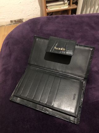Monedero Yanko Piel Negro Cocodrilo