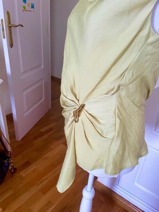 Top Zara Drapeado Asimétrico Verde